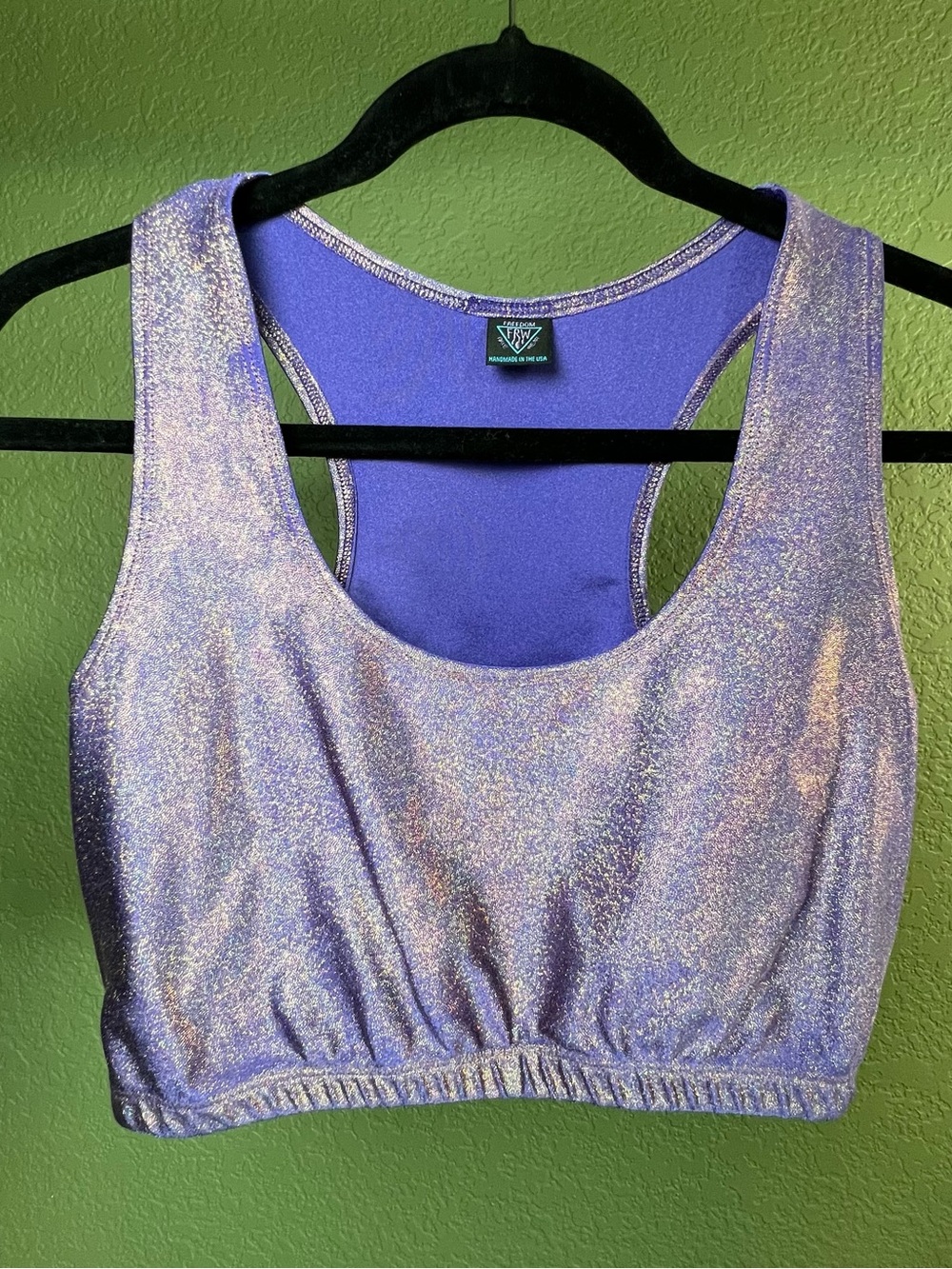 Purple Shimmery Racerback crop top - freedom rave wear